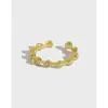 M0046 Anel de prata simples banhado a ouro estilo coreano INS temperamento versátil zircônia microincrustada anel aberto de prata de lei s925 para mulheres
