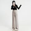 Pantalones para Mujeres Embarazadas Primavera y Otoño Nueva Ropa Exterior Pantalones de Pierna Ancha de Arroz Glutinoso Sueltos de Cintura Alta con Cordón Adelgazantes Casuales Pantalones Rectos