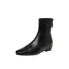 Botas Aumentadoras de Altura Invisíveis Estilo Coreano Versátil Cor Nude Emagrecedoras 2026 Inverno Salto Médio Robusto Bico Quadrado Pequeno Elásticas Botas de Cano Curto Emagrecedoras Femininas