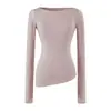 Camiseta de cuello barco ajustada irregular Falda midi ajustada al cuerpo Conjunto de Lyocell para mujer Capa base de primavera y otoño Falda midi