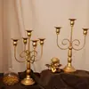 Ins Castiçal Dourado Retrô de Alto Nível Ornamentos Adereços para Fotos Sala de Estar Mesa de Jantar Atmosfera Base Pedestal para Velas