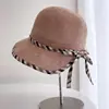 Chapéu de pescador fino com alça fina e laço, color block, estilo japonês, para mulheres, chapéu de malha respirável versátil de verão, chapéu bucket com proteção solar, moderno