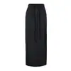 Saia casual de cor sólida com cordão na cintura alta, moda outono versátil saia-moletom de corte reto em A fluida para mulheres