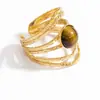 Anillo de Acero Inoxidable Transfronterizo Diseño de Nicho Femenino Joyería de Alta Gama Chapado en Oro Verdadero de 18k Anillo de Acero de Titanio