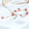 Venta al por mayor de fábrica pulsera de cristal de fresa natural para mujer oro de 14k diseño simple doble cadena regalo para novias