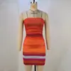 Vestido Europeu e Americano Transfronteiriço Verão 2024 Estampa Arco-Íris Sexy Tomara-que-caia Cobertura de Cintura Quadril Vestido Uso para Boate