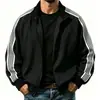 Chaqueta cruzada para hombre 2026 con cuello mao y patrones sutiles, con cuatro franjas en los laterales, corte holgado, cierre de cremallera y estilo casual de chaqueta de béisbol