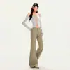 Jeans de mujer transfronterizos, ligeramente acampanados, estilo workwear, lavados, estilo americano, largos hasta el suelo, color caqui, largo extendido 2026