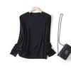 Top de punto básico cómodo para Otoño e Invierno, tacto piel, Lyocell Tencel Lana, cuello redondo, manga larga, camiseta interior