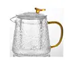 Tetera de Vidrio Martillado Resistente a Altas Temperaturas Estilo Vintage Mini con Filtro, Juego de Tetera Transparente Kung Fu