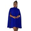 Aliexpress Amazon Popular Europeu e Americano Vestido Feminino Cor Sólida Manga Morcego Plissado Solto Chiffon Novo