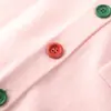 Cárdigan de Punto de Lujo de Alta Gama Color Rosa Flor de Cerezo Principios de Primavera 2026 Abrigo Suéter de Cuello Redondo Estilo Bolsillo con Botón de Terciopelo Multicolor