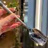 Cuchara de Acero Inoxidable para Uso Doméstico, Cuchara de Comedor Infantil con Mango Largo, Cuchara Especial para Comer, Cuchara para Arroz de Alto Valor Estético, Cuchara para Sopa, Cuchara para Gachas
