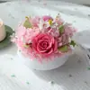 Arreglo Floral de Rosa Preservada en Maceta, Arte Floral para Mesa de Comedor, Arreglo Floral para Mesa de Reuniones, Centros de Mesa Transfronterizos para Mesas Redondas