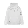 Moletom com capuz bordado de letras listradas estilo americano para homens e mulheres, novo outono, folgado, casual, marca da moda, top versátil para casal