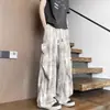 Pantalones casuales de pierna recta estilo hip-hop americano de peso pesado con teñido anudado para hombre, pantalones largos de corte holgado, pantalones juveniles de moda con vibra de alta gama
