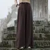 Calças de Perna Larga de Algodão e Linho, Novas Calças Casuais, Estilo Chinês Artístico, Calças Largas Drapeadas Retrô para Mulheres, Soltas e Emagrecedoras para Primavera e Verão