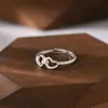 Anillo de Conexión Corazón Hueco de Plata de Ley S999 para Mujer Diseño de Nicho Anillo para Dedo Índice Personalizado de Gama Alta Joyería Versátil para la Mano