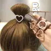 Nudo para el Cabello de Nuevo Estilo Coreano de Alta Elasticidad para Mujer, Cuerda para el Cabello con Corazón de Perla, Accesorio para el Cabello de Moda, Diadema Fresca y Sencilla, Goma Elástica