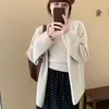 Estilo Casual Perezoso Otoño Nuevo Suéter Cardigan de Punto Holgado para Mujer + Top de Tubo Chaleco Color Puro Conjunto de Dos Piezas