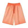 Amazon shorts casuales sueltos de talla grande de dos colores degradados estilo retro con efecto desgastado, shorts de algodón blanco para hombres y mujeres