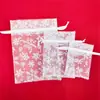 Nova Sacola de Presente de Organza de Natal Estampa de Floco de Neve Veado Estrela Sacola de Presente de Doce de Organza