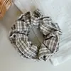 Principios de Primavera Dulce Estilo Japonés Cuadros Encaje Cintura Ceñida Goma Elástica Suave para Cola de Caballo Nuevo Rosa Azul Beige