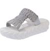 Transfronterizo Nuevo talla grande Suela gruesa Ligeras Pantuflas tejidas Zapatos de mujer Nuevo Europeo y americano Casual Lana Punta redonda Sandalias romanas