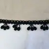 Nuevas Cortinas Retro Estilo Europeo Dalian Dongli con Nudo Triple Cacahuete de Rayón y Flecos Negro Puro