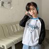 Camiseta de Manga Larga Estilosa de Algodón Puro Estilo Raglán para Niños, Nueva Colección Primavera y Otoño 2026 de Haima, Ropa Estilo Coreano para Niños