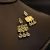 Brincos de pingente retangulares irregulares plissados com zircônia de luxo leve para mulheres, joias de moda retrô com temperamento, atacado