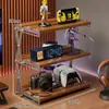 Soporte elevador para ordenador de escritorio, base elevadora para monitor, estante de almacenamiento multicapa, soporte para mando y auriculares para sala de juegos