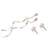 Aretes de botón estilo coreano de moda de flor de durazno chapados en plata 925, largos, colgantes en la parte trasera con forma de onda, con borla de flor de cerezo, aretes de línea para la oreja, joyería para la oreja