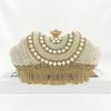Bolso de noche de lujo con perlas y borlas de diamantes de imitación para mujer, bolso de mano dorado, bolso cruzado