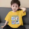 Camiseta Casual y Versátil con Estilo de Manga Corta para Niño Pequeño, Camiseta de Manga Corta para Niño, Ropa de Verano, Top Transpirable Estampado de Algodón Puro