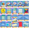 Conjunto de Materiais Didáticos de Matemática para Alunos da Primeira Série do Ensino Fundamental, Contadores, Formas Geométricas, Varetas de Contagem, Ferramentas de Aprendizagem em Sala de Aula, Educação Infantil Montessori