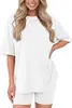 Conjunto de Verão Feminino de Duas Peças Amazon: Camiseta Solta + Bermuda de Ciclismo, Perfeito para Viagem, Casa e Uso Casual
