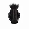 Grampo de Cabelo Peruca de Rabo de Cavalo Baixo com Bolinhas Pretas e Brancas, Estilo Penteado Despojado, Natural e Volumoso