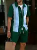Moda Masculina 2026 Transfronteriza Conjunto a Juego de Top y Pantalones Cortos con Estampado 3D de Manga Corta