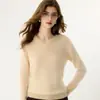 Nova blusa de base de malha de cashmere para outono e inverno, moderna, macia, confortável, simples, amiga da pele, quente, suéter de manga comprida para mulheres
