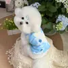 Falda de estilo pintura al óleo de mascotas con amarre Chaleco transpirable Ropa para perros y gatos Conjunto de verano estilo chaleco para perros pequeños Versión delgada