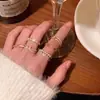 Anillo Abierto de Perlas y Circonitas de Doble Fila, Sensación de Lujo Ligero y Gama Alta, Diseño de Nicho, Ajustable, No se Desvanece, Anillo Apilable para Mujer