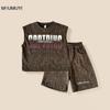Combo de Bienestar Conjunto de Manga Corta de Verano para Niños Moda Tendencia Verano Niños Manga Media Estilo Holgado para Niños