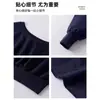 Conjunto Feminino Azul Escuro Preguiçoso de Caimento Solto 2026 Novo Outono Estilo Coreano Blusa de Manga Longa Moletom Ombro a Ombro