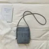 Bolso Cuadrado Pequeño Tejido Hecho a Mano Estilo Francés de Verano, Bolso de Mano Hueco de Nicho, Bolso de Hombro y Cruzado Versátil para Mujer de Vacaciones