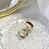 Hebilla de Oreja Cuadrada Geométrica con Goteo de Aceite Chapada en Oro Real Pendientes Joker Joker Elegantes de Lujo Ligero Retro de Nicho para Commuter Pendientes Venta al por Mayor
