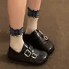 Zapatos tipo Birkenstock de tamaño pequeño y suela gruesa para mujer, nueva colección otoño 2026, versátiles y fáciles de combinar con vestidos, con un estilo británico retro y diseño de mocasín