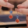 Pendientes de Plata 925 Esmaltados Ruyi Originales Retro Cuadrados Flor Pequeña Niña Simples Elegantes Flor Rica Regalo para Amante de las Flores
