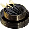 Prato de plástico descartável dourado preto para Western prato de bife Western disco de bife cross-border comércio exterior talheres atividade de banquete suprimentos