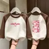 Camada Base Infantil Térmica Casual Roupa Íntima Patchwork Manga Longa Camiseta Gola Redonda Meninas Roupas Quentes de Outono Top Escovado